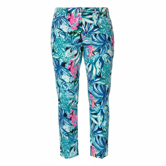 Lilly Pulitzer Pants - Lilly Pulitzer Kelly Skinny Ankle Pants 8 Maldives Green Tropical Print Stretch